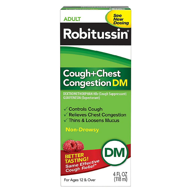 Robitussin Adult Cough/Chest Congestion DM, Non-Drowsy, Suppressant ...